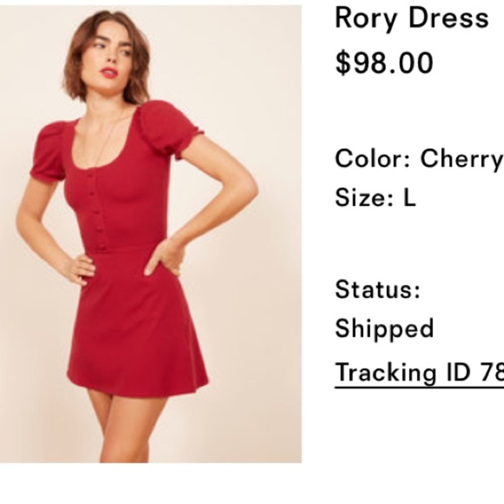 Reformation Rory Dress in Cherry